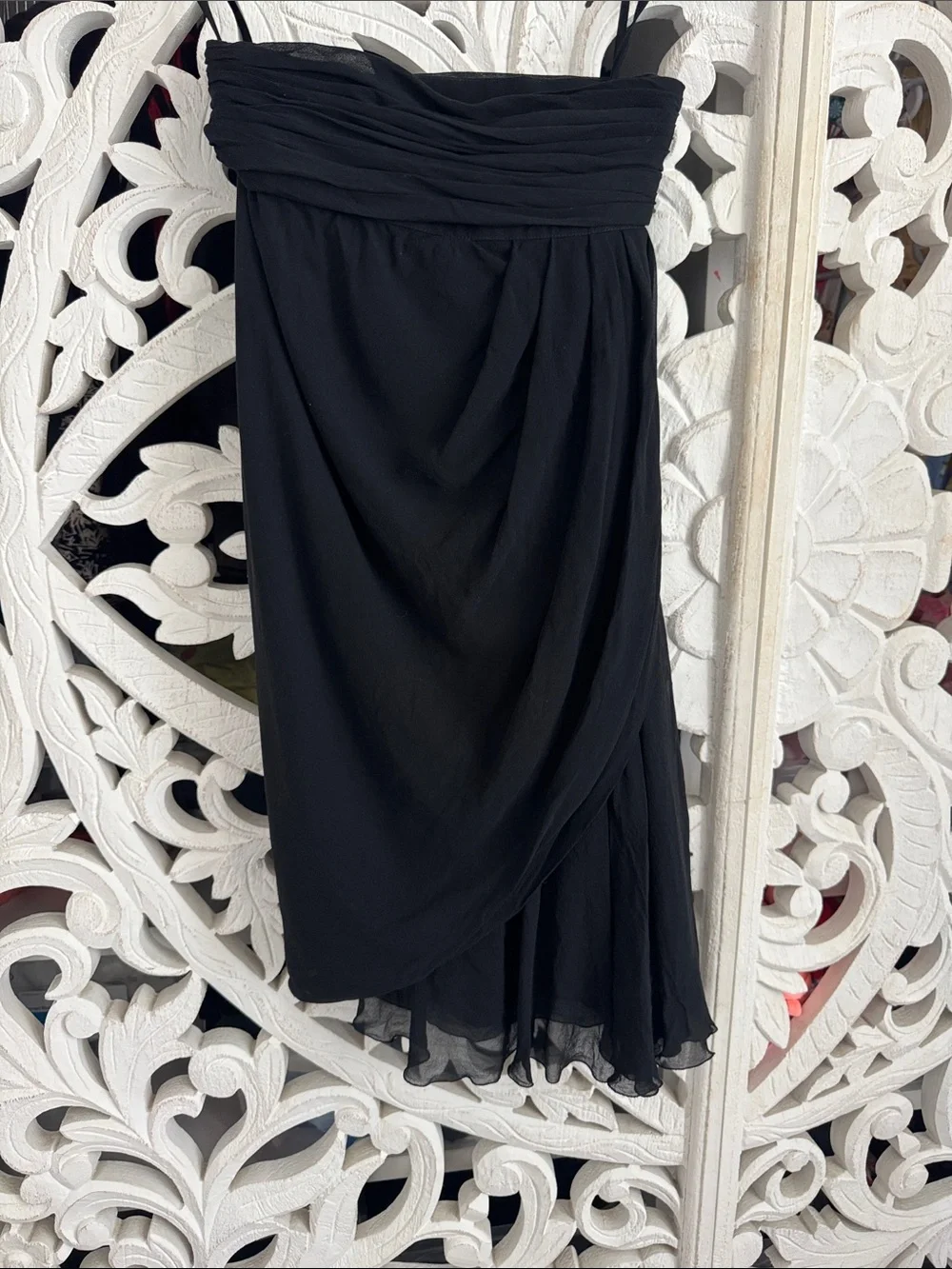 Vintage Chanel Boutique 100% Silk Draped Wrap Skirt Black